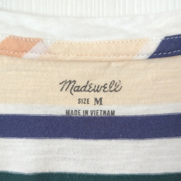 Madewell Whisper Classic Cotton Striped Sleeveless V-neck Tank Top Ivory Medium - Picture 4 of 11